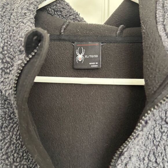 Spyder Charcoal/Black Sherpa Full Zip Fleece Jacket - Picture 3 of 5